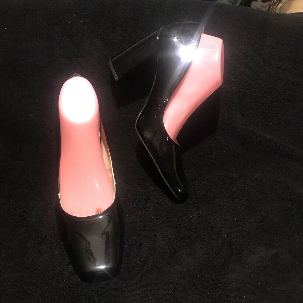 NEW STEVE MADDEN NEMET 10M Women’s LAMINATE PATENT CHUNKY HEELS SHOES